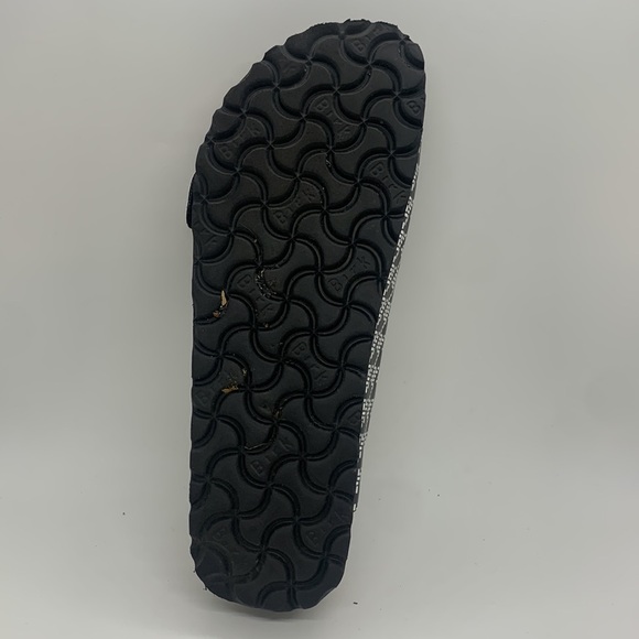 Papillio Birkenstock Arizona Knotted Sandal Black White L8 M6 Platform Chunky - Picture 12 of 16